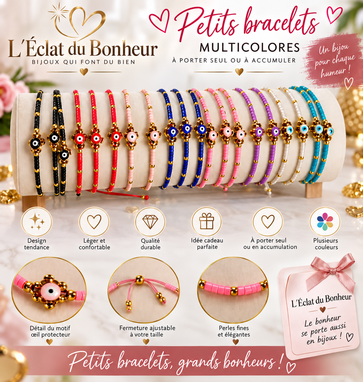Bracelet Cordon Tortue Œil Turquoise Porte-Bonheur