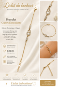 Bracelet femme cœurs scintillants en acier inoxydable