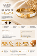 Bracelet femme jonc blanc et doré en acier inoxydable