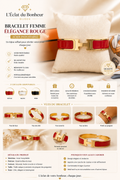 Bracelet femme jonc rouge et doré en acier inoxydable