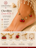 Chevillère femme cerise d'été dorée en acier inoxydable