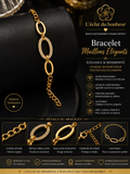 Bracelet femme maillons ovales dorés en acier inoxydable