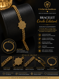 Bracelet femme médaillon cercle doré en acier inoxydable