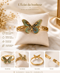 Bracelet femme papillon turquoise doré en acier inoxydable