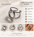 Bague Femme Ajustable Double Anneau en Acier Inoxydable Argenté