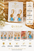 Boucles d'oreilles femme pieuvre bleue en acier inoxydable