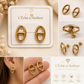 Boucles d'oreilles femme ovales dorées en acier inoxydable