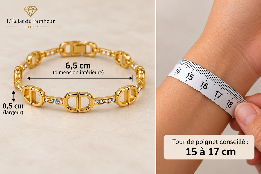 Bracelet Femme à Maillons Ronds Dorés en Acier Inoxydable