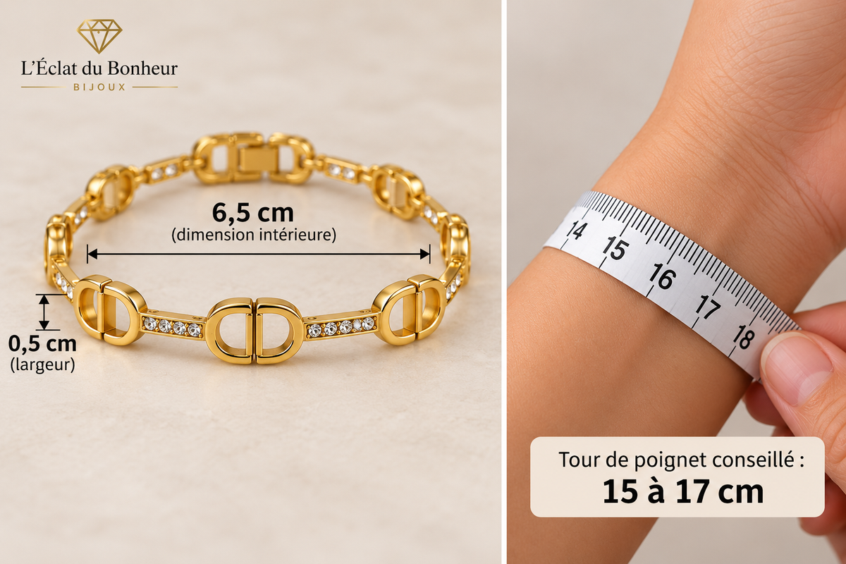 Bracelet Femme à Maillons Ronds Dorés en Acier Inoxydable
