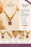 Collier femme étoile de mer dorée en acier inoxydable