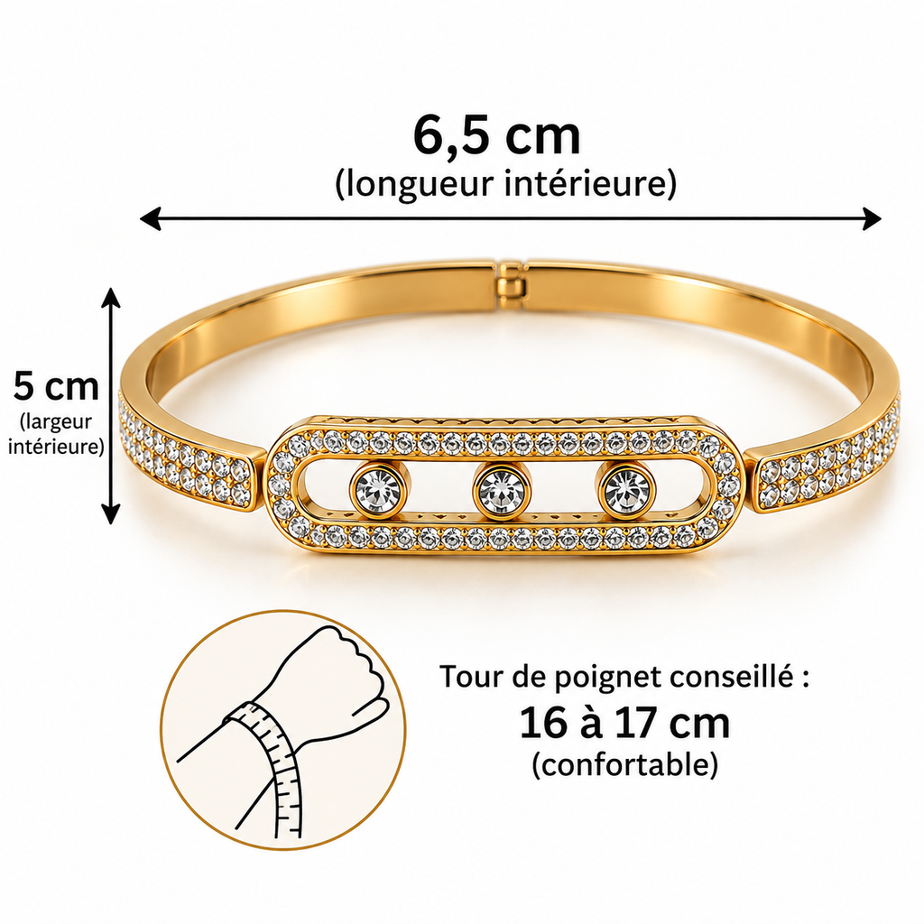 Bracelet Femme Zircon Doré en Acier Inoxydable