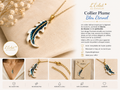Collier femme plume bleue en acier inoxydable