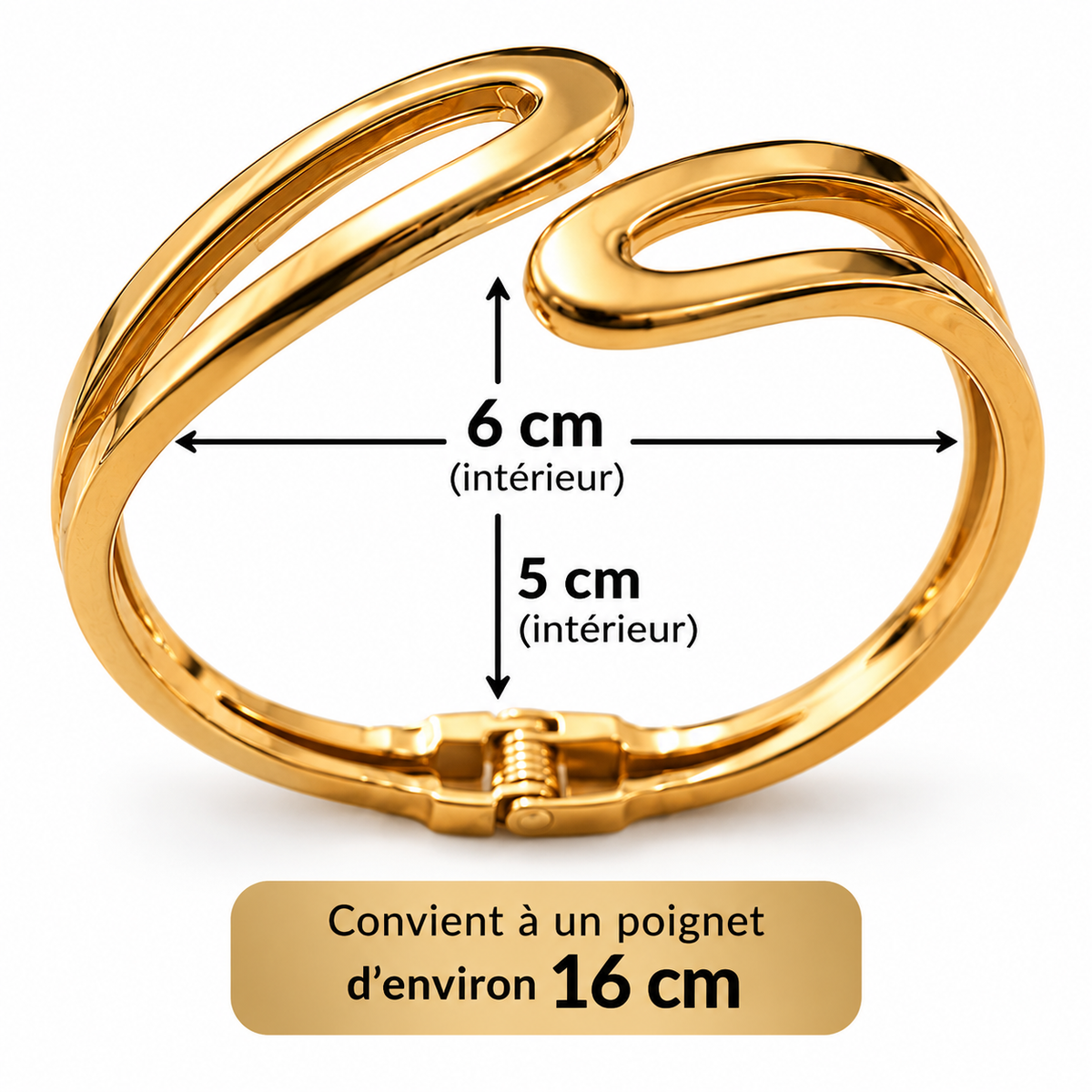 Bracelet Femme Vague Doré en Acier Inoxydable