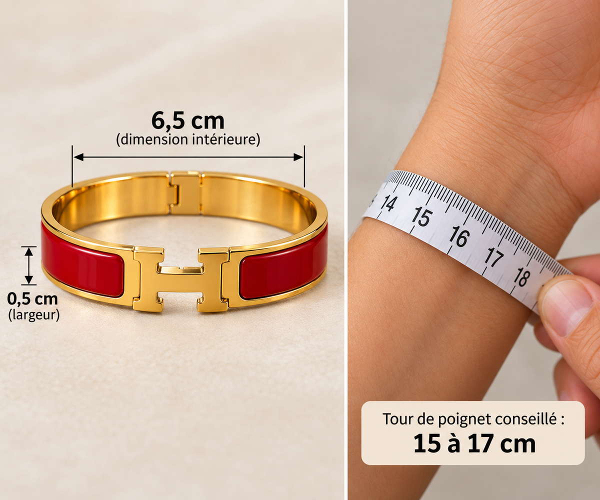 Bracelet Femme Jonc Rouge et Doré en Acier Inoxydable