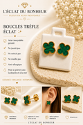 Boucles d'oreilles femme trèfle vert en acier inoxydable