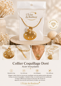 Collier femme coquillage doré en acier inoxydable