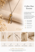 Collier femme couple enlacé bicolore en acier inoxydable