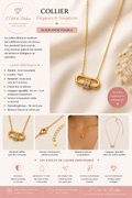 Collier femme ovale doré serti de zircons en acier inoxydable