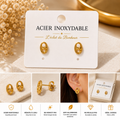 Boucles d'oreilles femme grain de café dorées en acier inoxydable